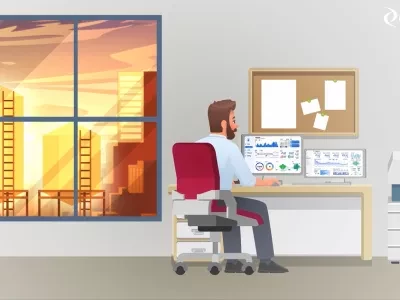 A person gathering data in its office 