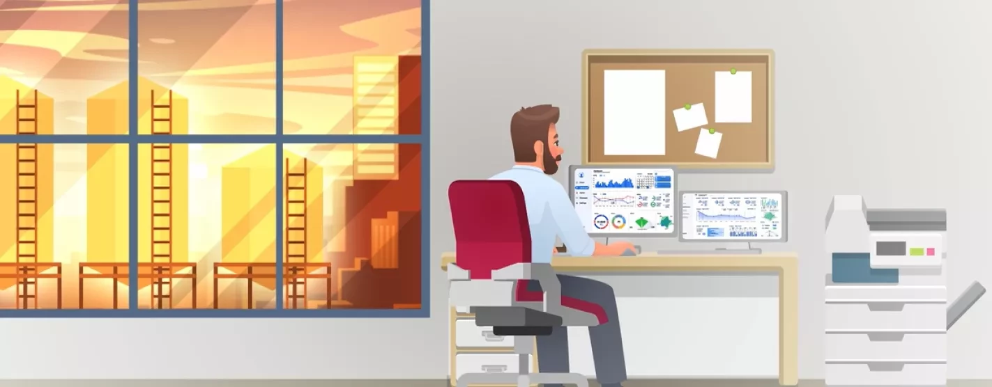 A person gathering data in its office 
