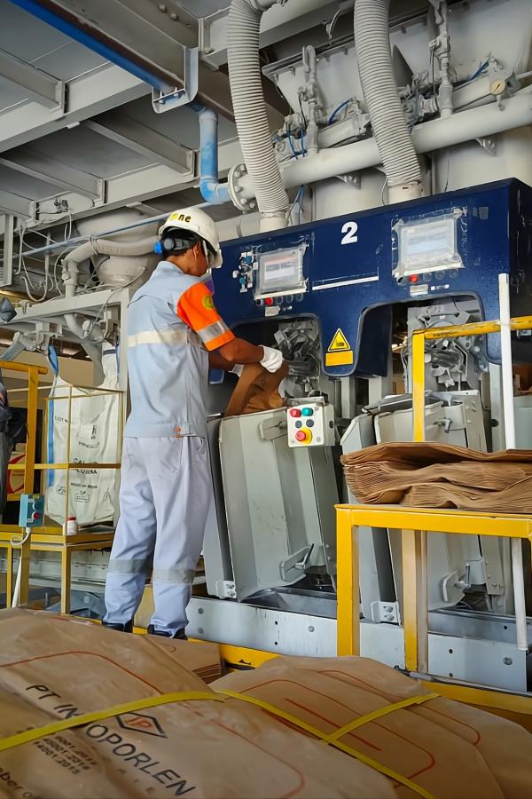 Worker in Indonesian plant